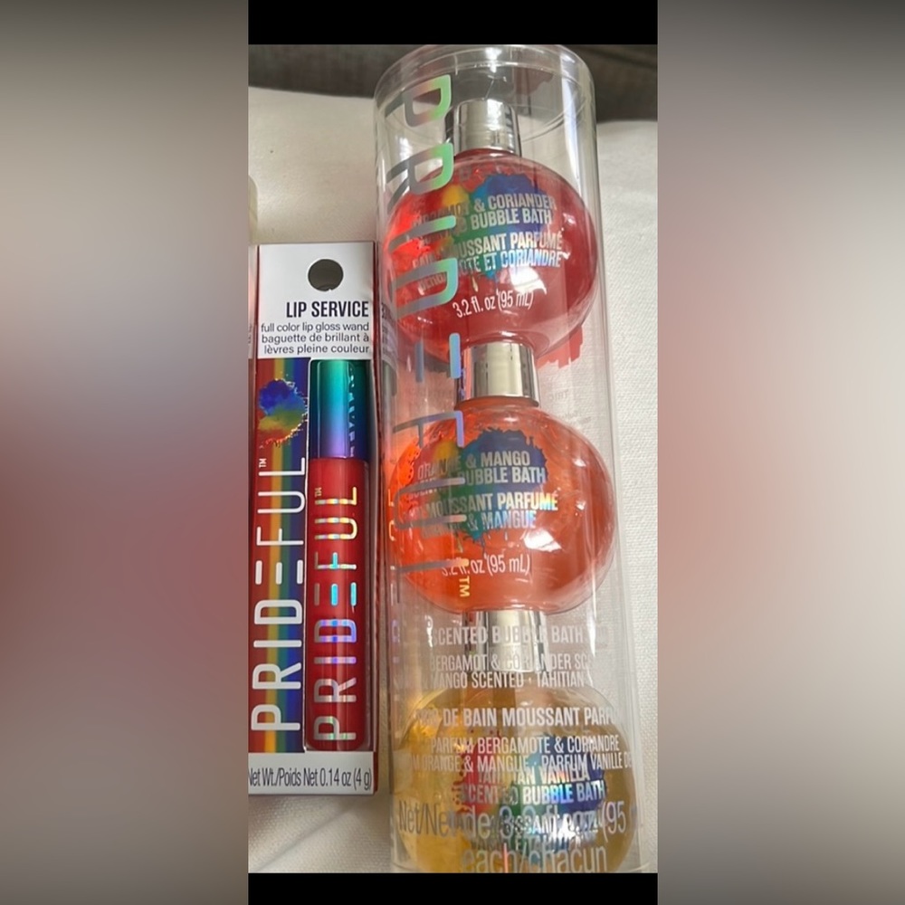 Prideful Lip Service High Shine  Lip Gloss,(3) Pack Bath Bubble Set